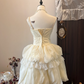 White retro elegant suspenders waist bud skirt short skirt homecoming dress R4275