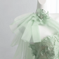 Light green strapless fitted long ball gown R8432