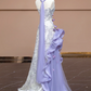Light purple strapless 3D floral dress with a fitted waist and A-line skirt, a stylish ball gown/bridal gown R8287