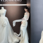 White tube top slim waist pleated sexy long dress bridal gown R6038