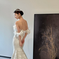 White tube top lace waist slim fishtail sexy long dress bridal gown R6058