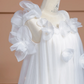 White halter-neck, straight-cut, long ball gown, bridal dress R8316