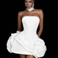 White tube top waist elegant design skirt short dress homecoming dress R4884
