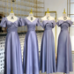 Light purple waist-cinched satin elegant slim-fit ball gown, bridesmaid dress R5938