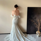 White tube top lace waist slim fishtail sexy long dress bridal gown R6058