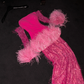 Rose pink off-the-shoulder fitted long ball gown, bridal dress R8803