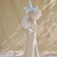 Champagne-colored strapless satin waist slim mermaid maxi bridal gown R5821