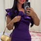 Purple off-shoulder slim waist hip-hugging short skirt homecoming dress R5506