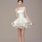 White tube top satin waist temperament puffy princess skirt homecoming dress R4803