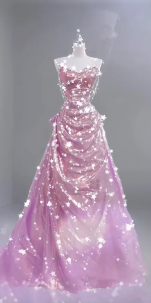 Pink strapless, fitted waist, pleated A-line skirt, long ball gown R6457