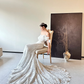 White tube top lace waist slim fishtail sexy long dress bridal gown R6058