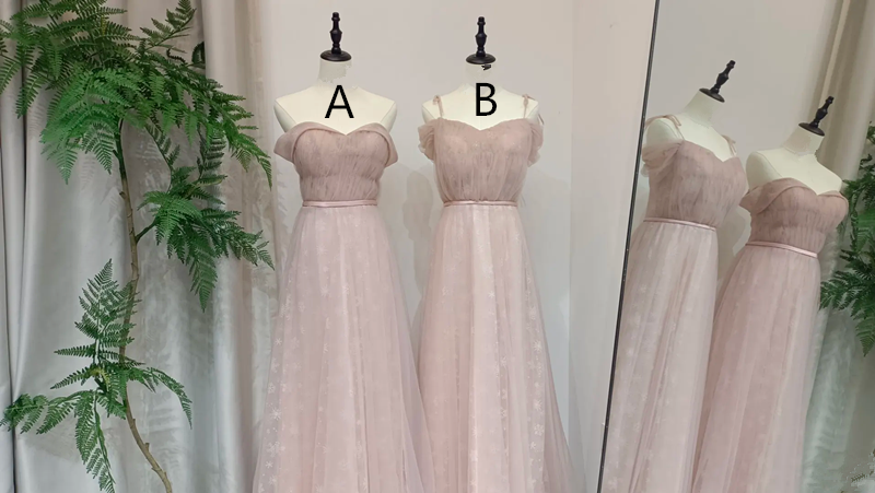 Pink slim waist ball gown, bridesmaid dress R5978