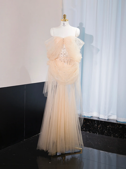 Light apricot strapless sexy long ball gown, bridal dress R9013