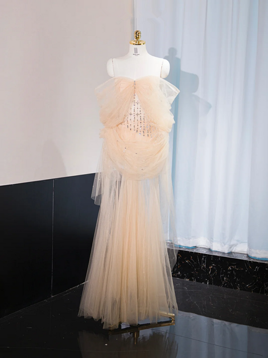 Light apricot strapless sexy long ball gown, bridal dress R9013