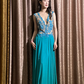 Lake blue V-neck sexy straight skirt ball gown R8060