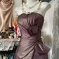 Deep purple-brown halter-neck fitted fishtail gown, ball gown R6257