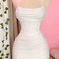 White suspenders waist herringbone design slim skirt homecoming dress R3161