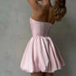 Pink slim fit tube top herringbone puffy princess homecoming dress R2417