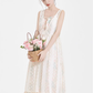 Forest style pastoral style floral dress new style suspender skirt blouse suit two-piece set R2394