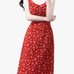 2025 Summer New Red Floral French Style Small Flying Sleeve Seaside Holiday Dress R0929