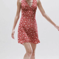 Dress short niche retro saffron V-neck sleeveless backless suspender long dress R2904