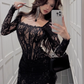 Large size French pure lace dress Christmas sexy hot girl fishbone hip skirt R1859