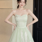 Tulle Puffy Gentle Corset Prom Gown , Green Women's Maxi Evening Dress Ball Gown RS2659