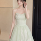 Tulle Puffy Gentle Corset Prom Gown , Green Women's Maxi Evening Dress Ball Gown RS2659
