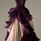 Purple strapless waist pleated elegant long dress, prom dress R5301