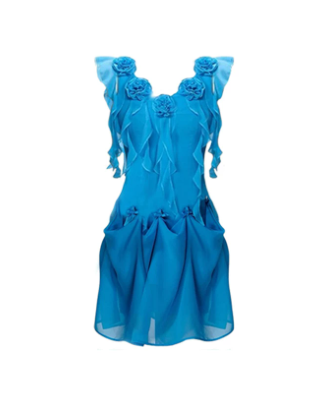 Minimalist Royal Blue A-Line Square Long Women Dress with Various Ways to Wear Casual Dress RS126