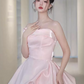 Sparkly Pink Prom Gown , Silky Satin Elegant Corset Maxi Evening Dress RS1485