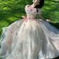 Sweet Ivory Prom Gown , Petal Decor Tulle Corset Maxi Birthday Dress RS1489