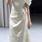 Elegant Ivory Prom Gown , Silky Satin Bodycon Maxi Evening Dress RS1490