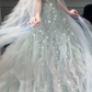 Elegant Sliver Prom Gown , Flowy Tulle Sequins Corset Maxi Evening Dress RS1492