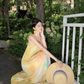 Beach vacation yellow gradient lazy style loose sling gentle style temperament dress R1630