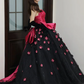 Elegant Contrast Prom Gown , 3D Floral Puffy Corset Maxi Evening Dress Quinceanera Dress RS1493