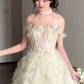 Elegant Ivory Prom Gown , 3D Floral Flowy Corset Maxi Evening Dress Quinceanera Dress RS1494