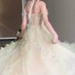 Elegant Ivory Prom Gown , 3D Floral Flowy Corset Maxi Evening Dress Quinceanera Dress RS1494