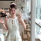 Solid color halter neck sleeveless waist dress for women summer French temperament retro skirt R4747