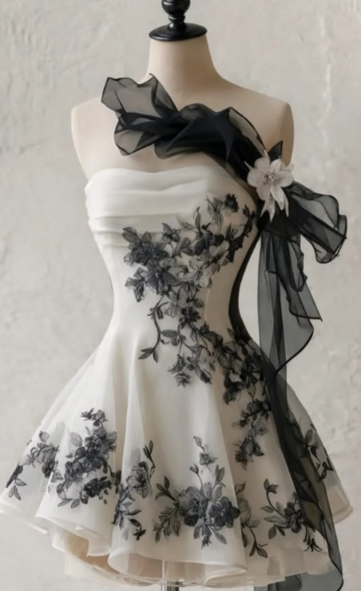 Charming Unique Homecoming Dress , Atmosphere Floral Pattern Corset Mini Evening Dress RS1473