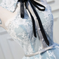 Pretty Pale Blue Homecoming Dress , Lace Embroidery Corset Mini Birthday Dress RS1475