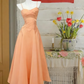Light pink satin suspender waist slim fit A-line maxi ball gown R6066