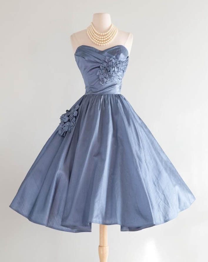Navy Elegant Homecoming Dress , Silky 3D Floral Corset Mini Evening Dress RS1482