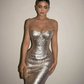 Minimalist Sliver Sheath Sweetheart Long Women Dress with Sequin Party Dress Prom Dress RS131