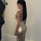 Minimalist Sliver Sheath Sweetheart Long Women Dress with Sequin Party Dress Prom Dress RS131