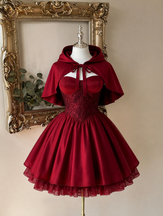 Elegant Burgundy Homecoming Dress , Silky Satin Corset Short Prom Dress RS1523
