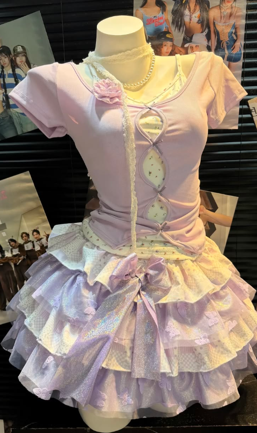 Cute Lavender Homecoming Dress , Frilled Chiffon Corset Short Prom Dress RS1524