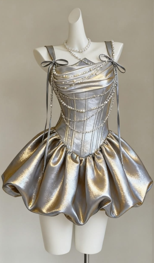 Elegant Sliver Homecoming Dress , Silky Beading Corset Short Prom Dress RS1526