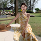 Chic and beautiful skirt atmosphere off-shoulder waist dress chiffon floral beach skirt R1622