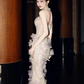Sparkly Champagne Prom Gown , Feather Decor Sequins Corset Maxi Evening Dress RS1536